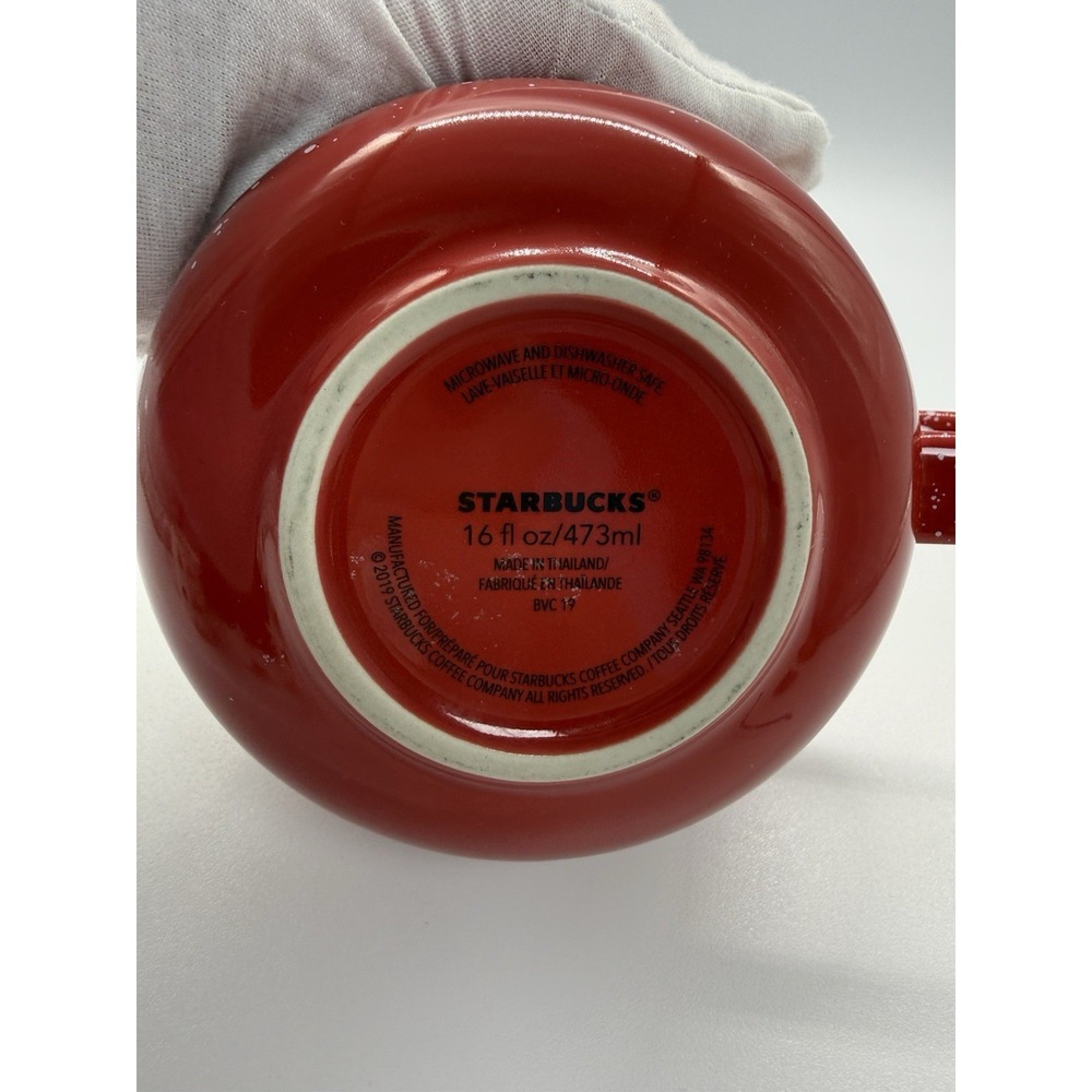 Starbucks 2019 Red Mug With White Specks Ceramic Coffee Tea Soup Bowl 16 oz - Picture 10 of 10